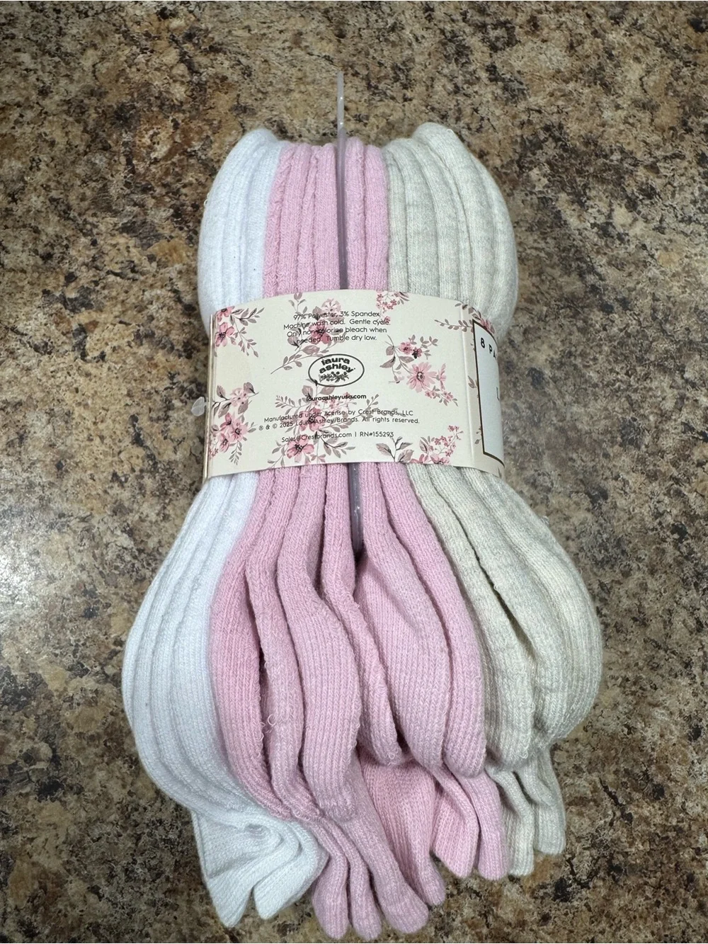 Laura Ashley Cream Quarter Socks with Pink Embroidered Roses 8Pair NEW